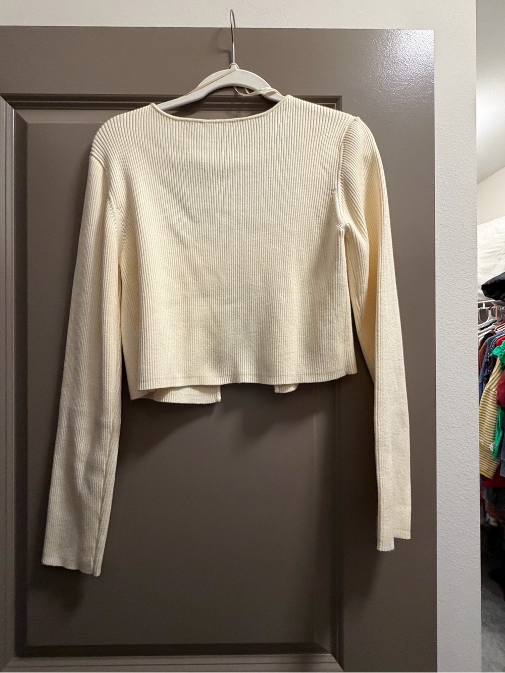 Endless Rose Cream Ribbed Cropped Button Cardigan - Picture 2 of 2